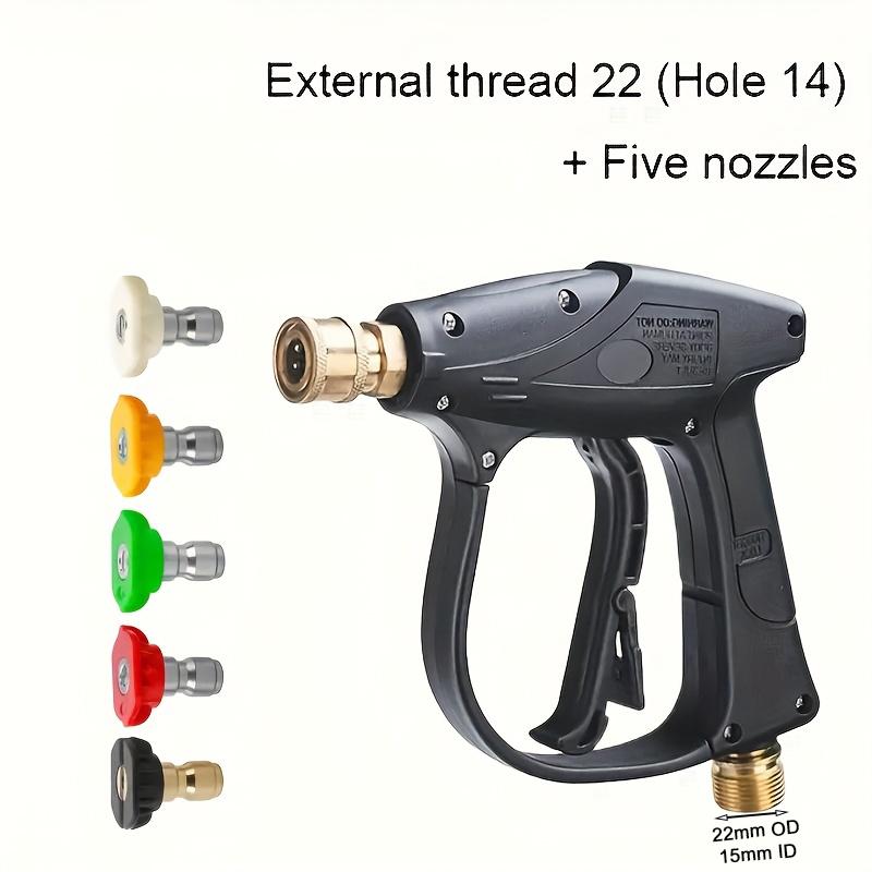 Мойка высокого давления для автомобиля, 4350 PSI, резьбы M22-14/M22-15, быстроразъемное соединение 1/4", 5 насадок, прочный пластик, без аккумулятора, легкая