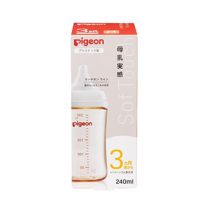 PIGEON Бутылочка для кормления грудью Pigeon Feel 240 мл (для детей от 3 месяцев) Высококачественный пластик, также используемый в медицинских учреждениях. облегченный