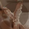 1 Pair Foot Cover with Toe Ring Hollow Out Lace Flower Applique Temptation Solid Color Close-fitting Honeymoon Wedding Night Foot Cover Foot