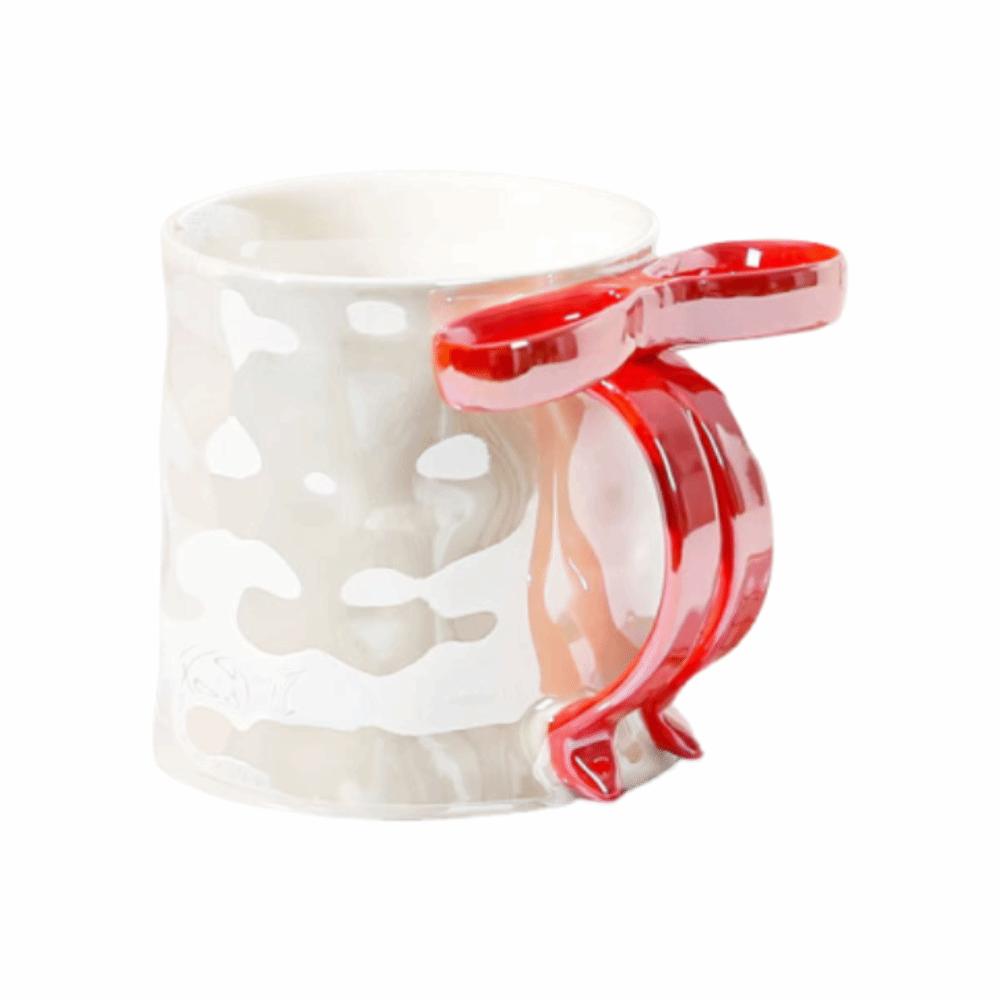 INS Bowknot Ceramic Mug Exquisite Ceramic Coffee Cup Safe Milk Container Girl's Gift