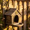 Weather Resistant Bird House Shape Hanging Feeder for Outdoor Garden Decor, Weatherproof Resin Wild Backyard Watching Supplies with Large Capacity