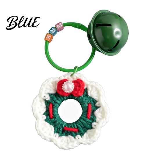 Handcrafted Yarn Accessory Crochet Christmas Keychain with Bell Handmade Tree Hat Glove Wreath Key Ring Pendant Holiday Bag Charm for Backpack,