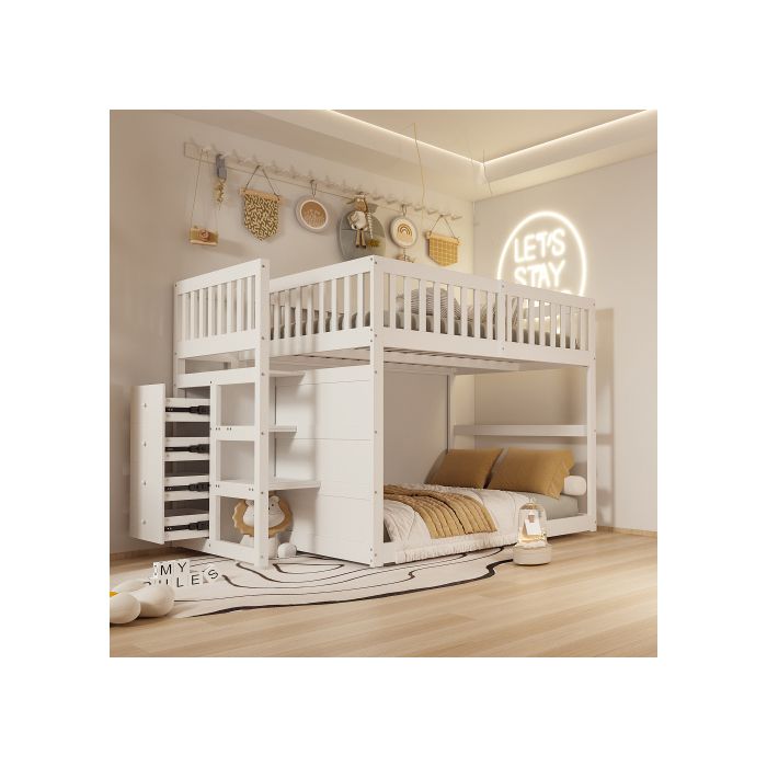 Двухъярусная кровать - MUVOE - 140 x 200 см - Белая - Безопасная - С местом для хранения
