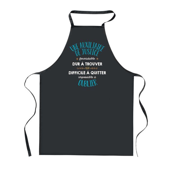 Tablier de cuisine - Une Auxiliaire de Justice Formidable - Noir - Coton - Impression Bretonne