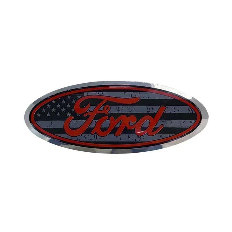 12.5X5CM Car Front Rear Badge Sticker Trunk Emblem Decals for Ford F150 Edge Kuga Fiesta Mondeo Transit Focus Fusion Ecosport