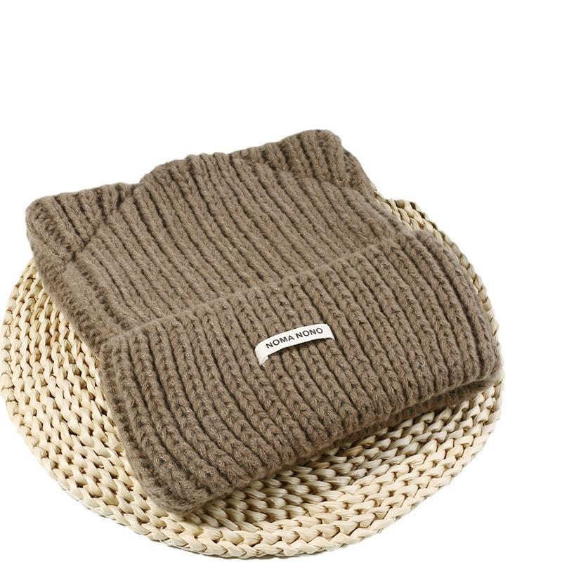 Japanese Cat Ear Wool Hat for Women In Autumn and Winter Warm Cute Knitted Hat Korean Version Versatile Cold Pullover Cold Hat