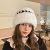 Новая зимняя белая плюшевая вязаная шапка женская теплая утолщенная защита ушей шерстяная шапка универсальная шапка от холода