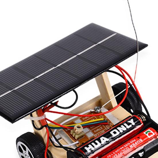 Wireless RC Vehicle Model Creative Model Toy Wooden Assembly Solar Remote Control Car for School