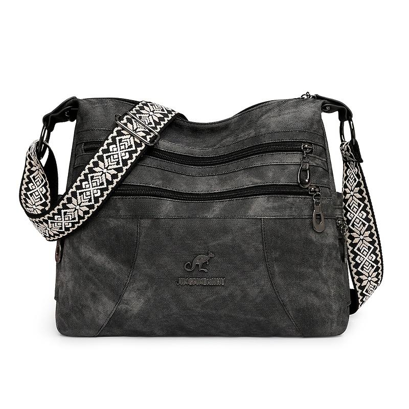 Vintage Style Shoulder Bag for Women, Faux Leather, Solid Color, Casual Occasion Handbag Zipper Closure, Polyester Lining, Edge Paint Shoulder Bag