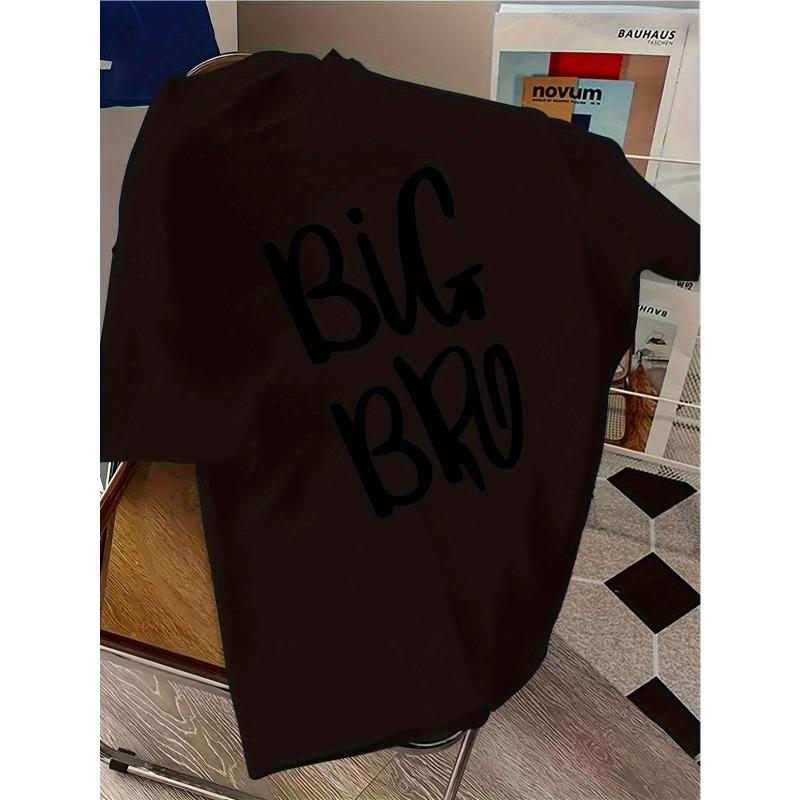 European sizes Children Big Brother Exclusive T-Shirt - Casual Short Sleeve, with Letter Print, Perfect for Summer, Casual Wear, Casual Attire