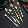 1/5pcs Gold Dessert Spoons Small Flower Spoon Set Stainless Steel Teaspoons Milk Stir Tool for Fruit Honey Lovely Dinnerware Set