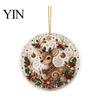 Office Holiday Decorations Christmas Acrylic Hanging Ornament, 2D Flat Double Side Printed Home Decor Santa Snowman Pendant for Tree Window, Festive