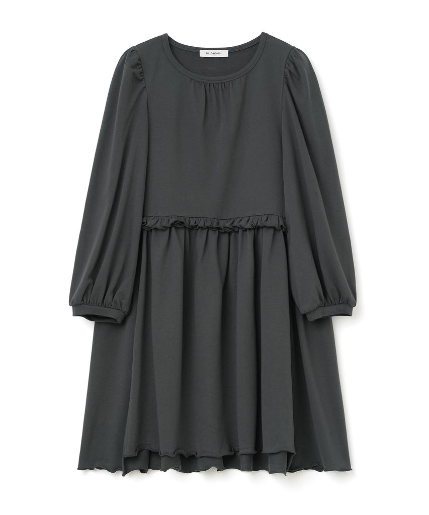 Milo Woman Puff Sleeve Jersey Dress [Deep Charcoal]