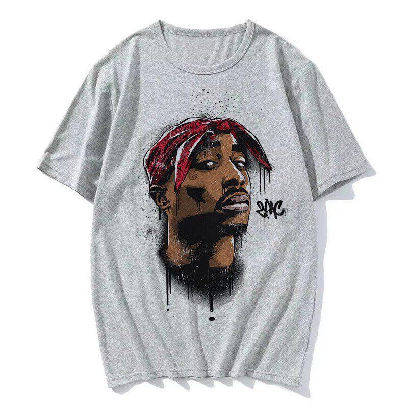 TUPAC Уличная одежда Харадзюку Футболки Женские Харадзюку Топ Футболки Женская Футболка Хип-Хоп Рэпер Графический Принт Повседневная Футболка Одежда