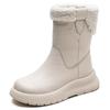 Nuevas Botas Cuero Para Mujeres invierno Botasnieve Cuero Con Terciopelo Para Mantener el Calor Botas Cortas Cuero Para Mujeres
