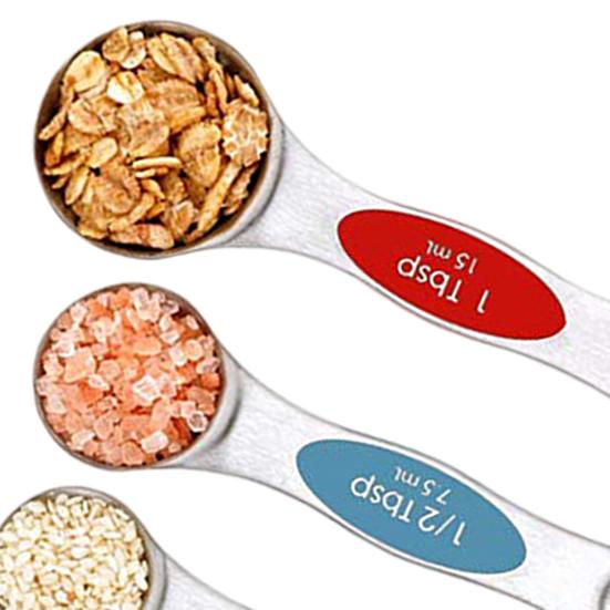 9 шт./набор мерных ложек со шкалой, легко моется, нержавеющая сталь, двойной наконечник, набор мерных ложек, кухонные принадлежности