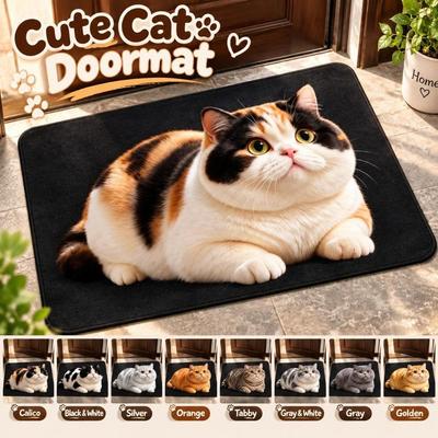 Non-Slip Cat Area Rug Diatomaceous Earth Cartoon Carpet Soft Home Decor Carpet Living Rooms
