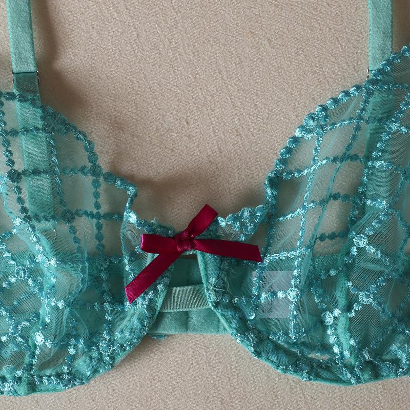 Комплект кружевного бюстгальтера-слинга цвета «озеро голубое»: Трендовый европейский и американский 3-компонентный с поддержкой из стали