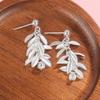 BF CLUB 925 Sterling Silver Earrings For Women Trendy Simple Leaf Tassel Earring Jewelry Prevent Allergy Party Accessories