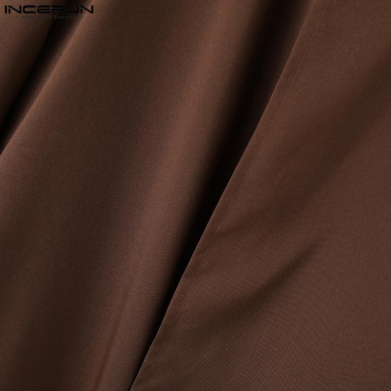 INCERUN Мужские повседневные однотонные брюки хакама с высокой талией нестандартной формы