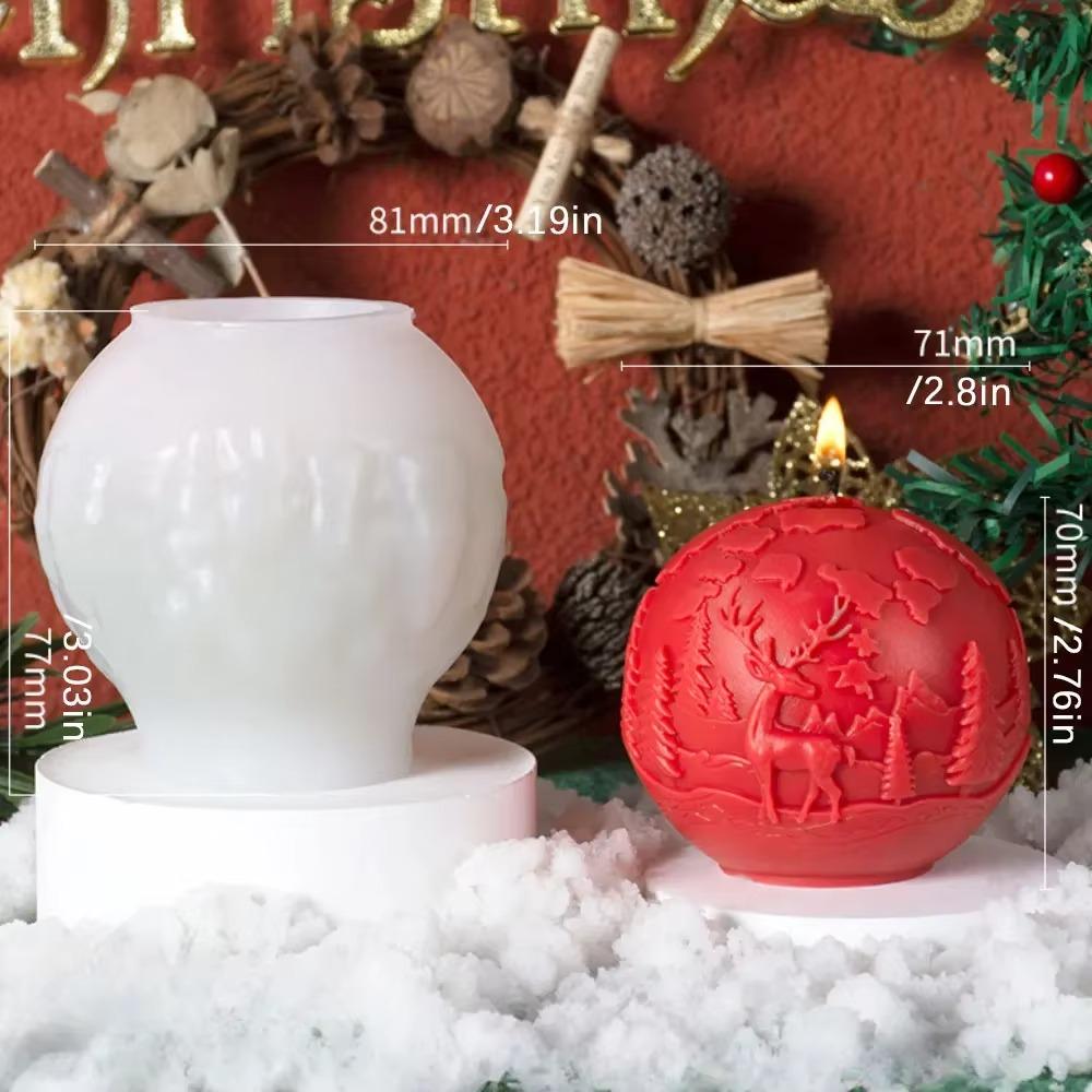 Рождественский снежный шар, силиконовая форма для свечи, рельефный шар в виде лося, форма из гипсовой смолы, рождественские украшения для дома, украшения ручной работы