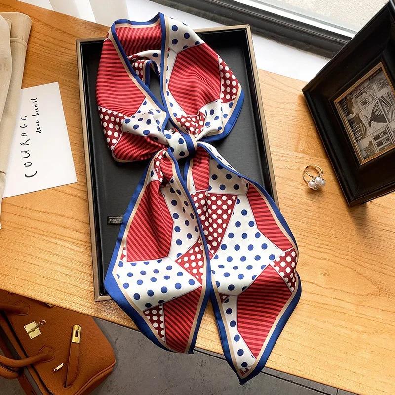 Luxury Long Silk Scarf Female Animal Horse Print Thin Narrow Scarf Bag Hair Band Ribbon Scarfs Women Neckerchief