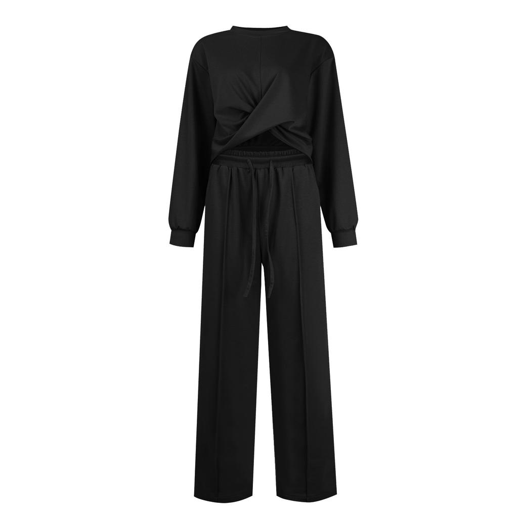 Женский комплект из 2 предметов, комплект спортивного костюма, укороченная спереди толстовка, комплект спортивных штанов с широкими штанинами