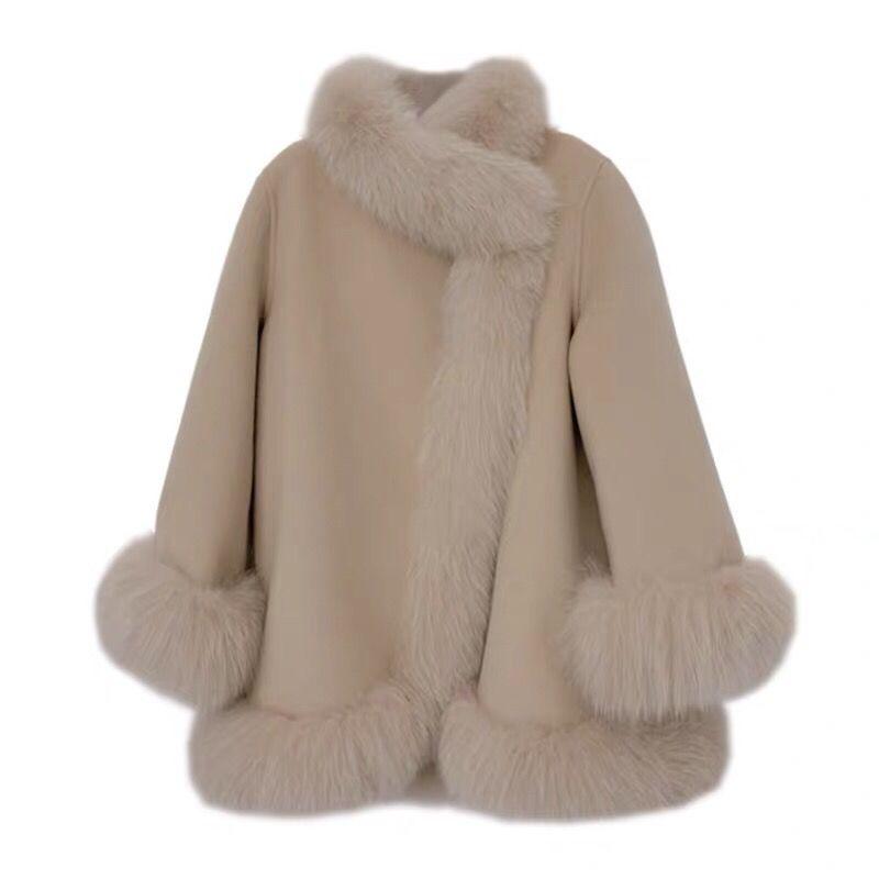 Утолщенная накидка, женская длинная шерстяная куртка, зимнее пальто в стиле пэчворк