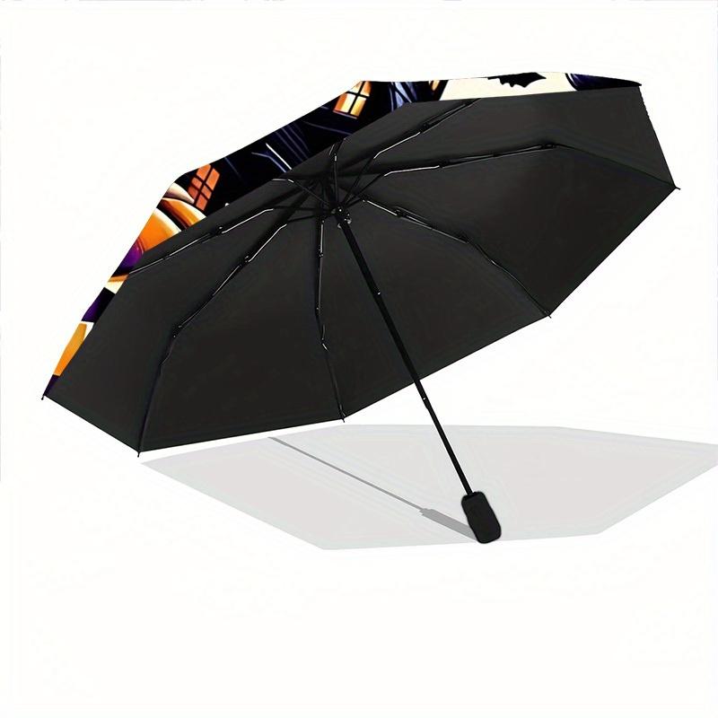 1pc Halloween Spooky Automatic Open/close Umbrella, 8-Rib sturdy structure, Portable Travel Umbrella, Parties, Everyday Use, 11106