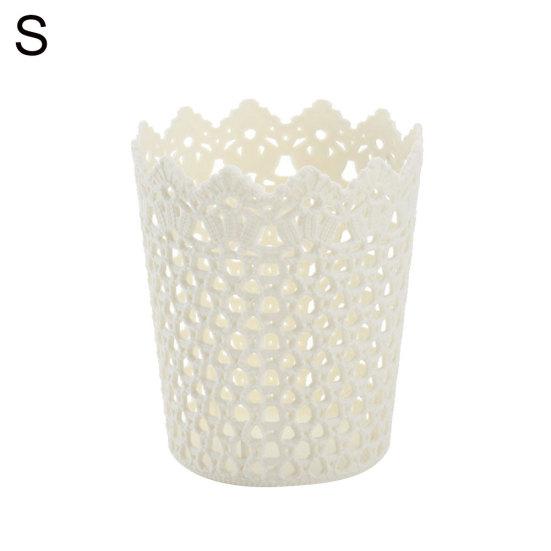 Plastic Hollow Flower Cylinder Pen Pencil Brush Holder Storage Desktop Organizer