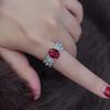 BELLA BOX Retro Wide Wing Dove Blood Red Corundum Adjustable Ring Suitable For Women's Daily Party Fashion Jewelry