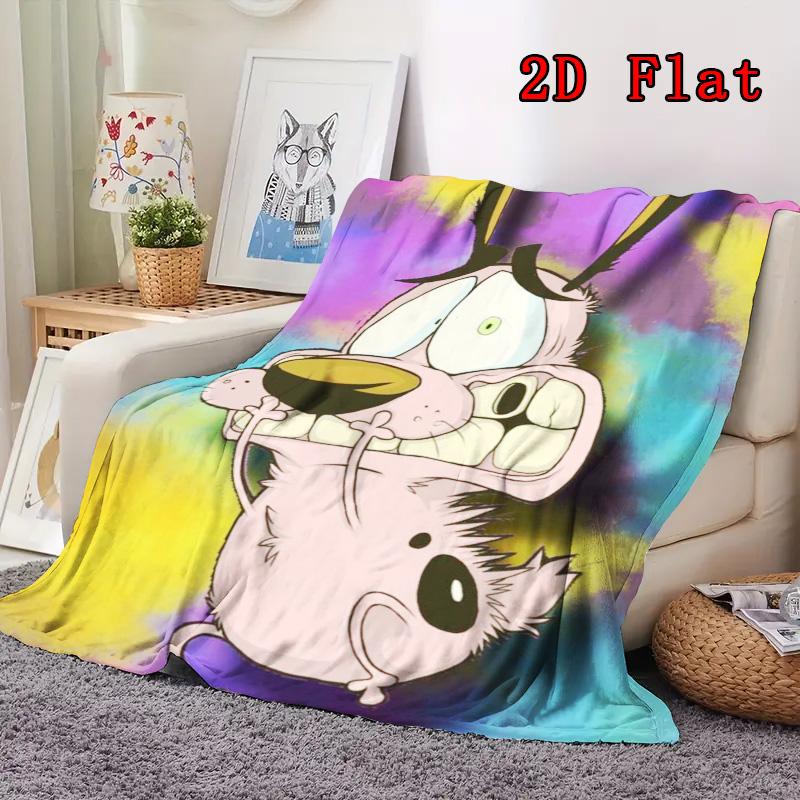 Courage the Cowardly Dog 2D Flat Pattern Flannel Blanket High quality All Seasons Warmth and Comfort Perfect for Christmas Gifts.MMT0918002