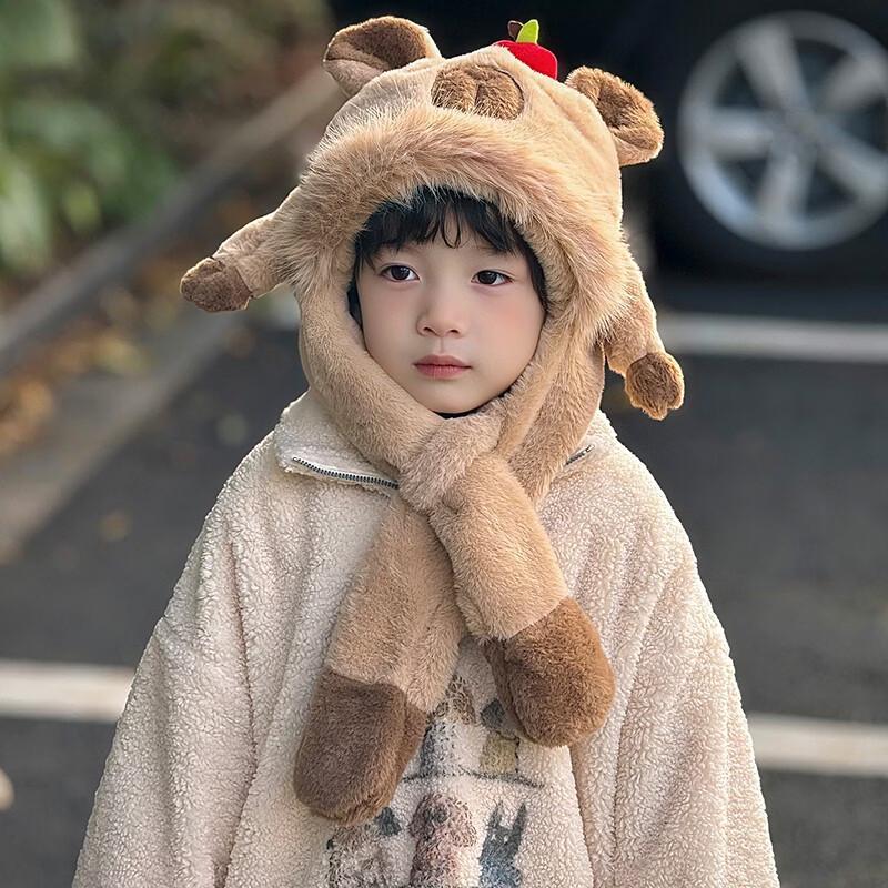Kids' Capybara Moving Ear Hat & Scarf Set