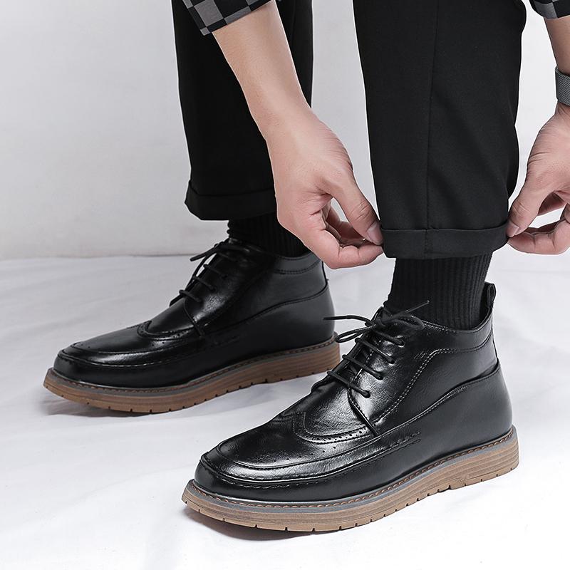 Мужская обувь класса люкс, мужская повседневная обувь с низким верхом, новинка 2024 года, ботильоны для мужчин, стильные классические кожаные туфли-броги для мужчин