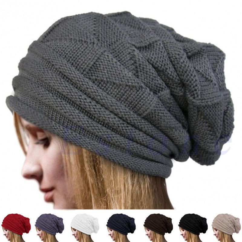 Winter Knitted Hat for Women Baggy Slouchy Beanie Hats Outdoor Warm Cap Bonnet Female Snow Skiing Warm Woolen Caps
