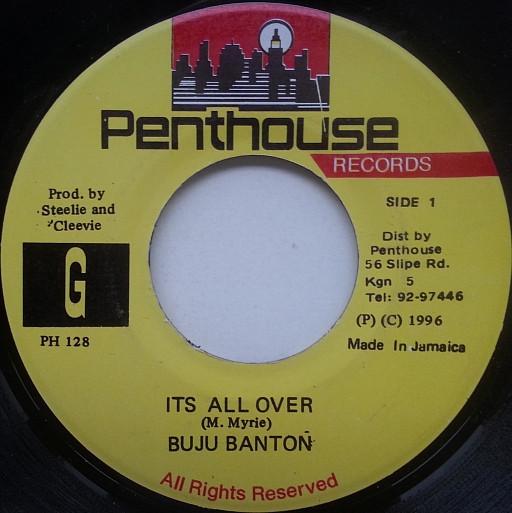 7inch Record BUJU BANTON - It's All Over PH128 Penthouse Recor 1996 Jamaica Reggae, Ska & Dub Used