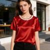 French Style Satin Silk T-Shirt Loose Short Sleeve Top Business Casual Women's Tops  Ladies