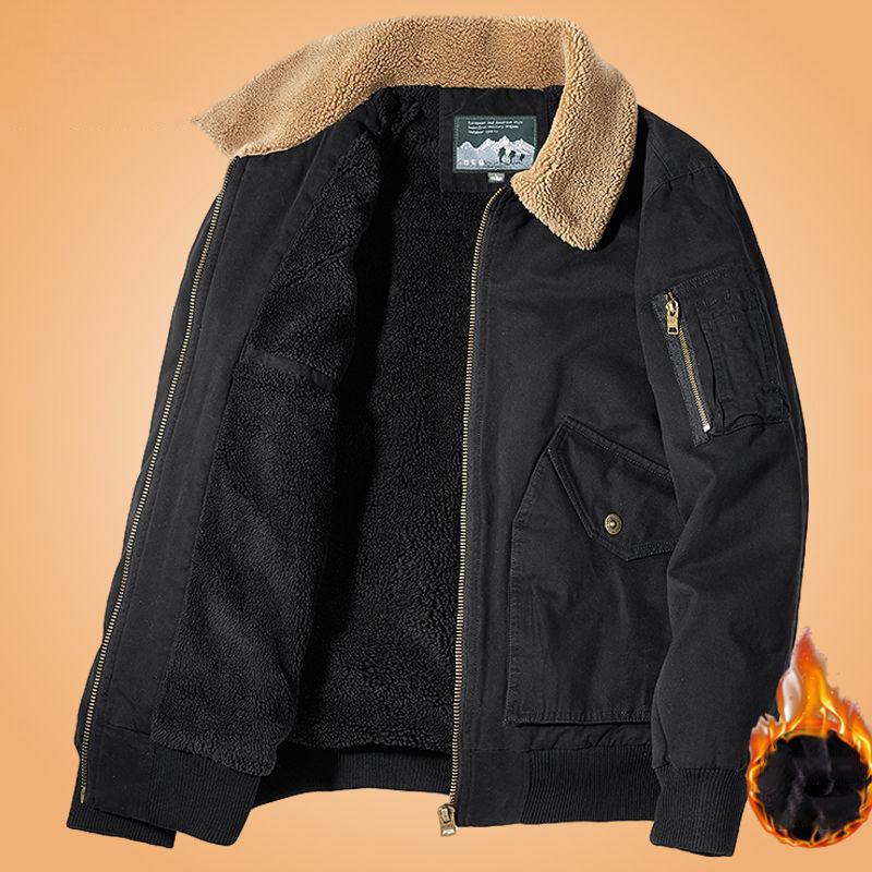 Зимнее пальто, красивый мужской рабочий плюс хлопковая толстая овечья шерсть плюс бархатное толстое хлопковое пальто Свободная военная форма хлопковая куртка в стиле ретро