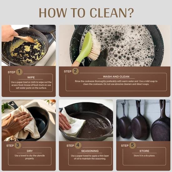 Arth 12-Inch Cast Iron Dosa/Chapatti Tawa, Pre-Seasoned, 100% Toxic Free