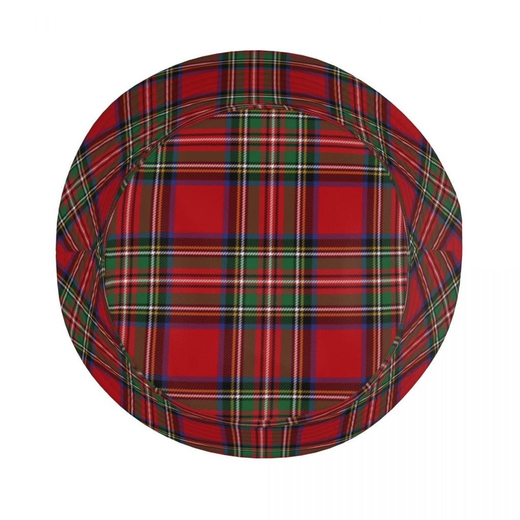 Beach Tartan Clan Stewart Plaid Black Red Check Bucket Hat Style Unisex Sun Hat Panama Hat Packable Fishing Fisherman Cap