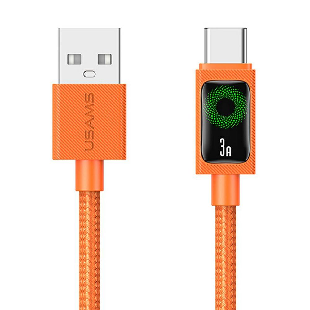 USAMS SJ772 U92 1.2m Type-C Cable 18W Fast Charging USB-A to USB-C Data Transfer Cord with LED Light