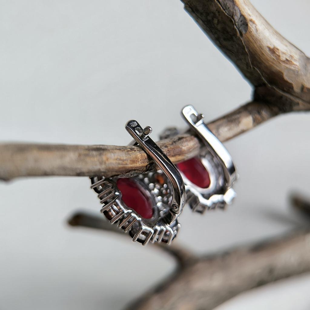 Серебряные серьги с искусственным гранатом nano 10.755ct, гранатом (60002406)