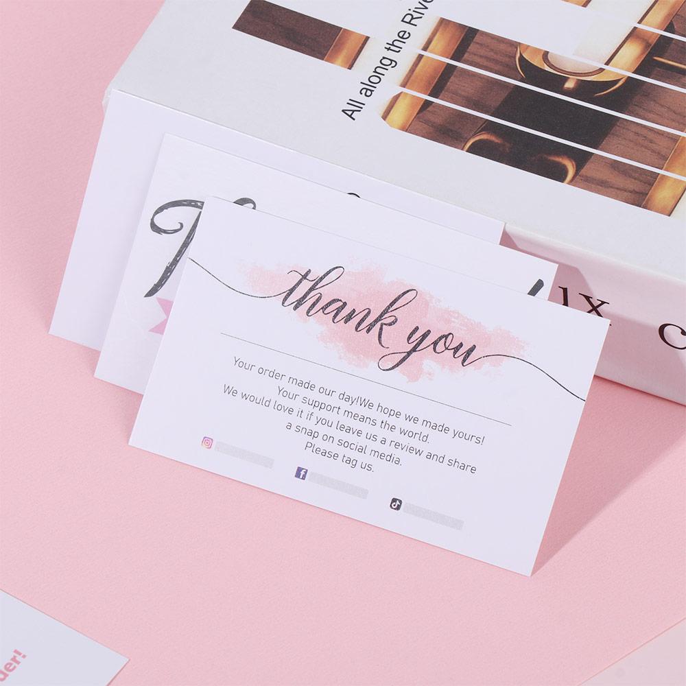 Пакет открыток «Спасибо за ваш заказ» Розовый акварельный Для малого бизнеса Выразите признательность