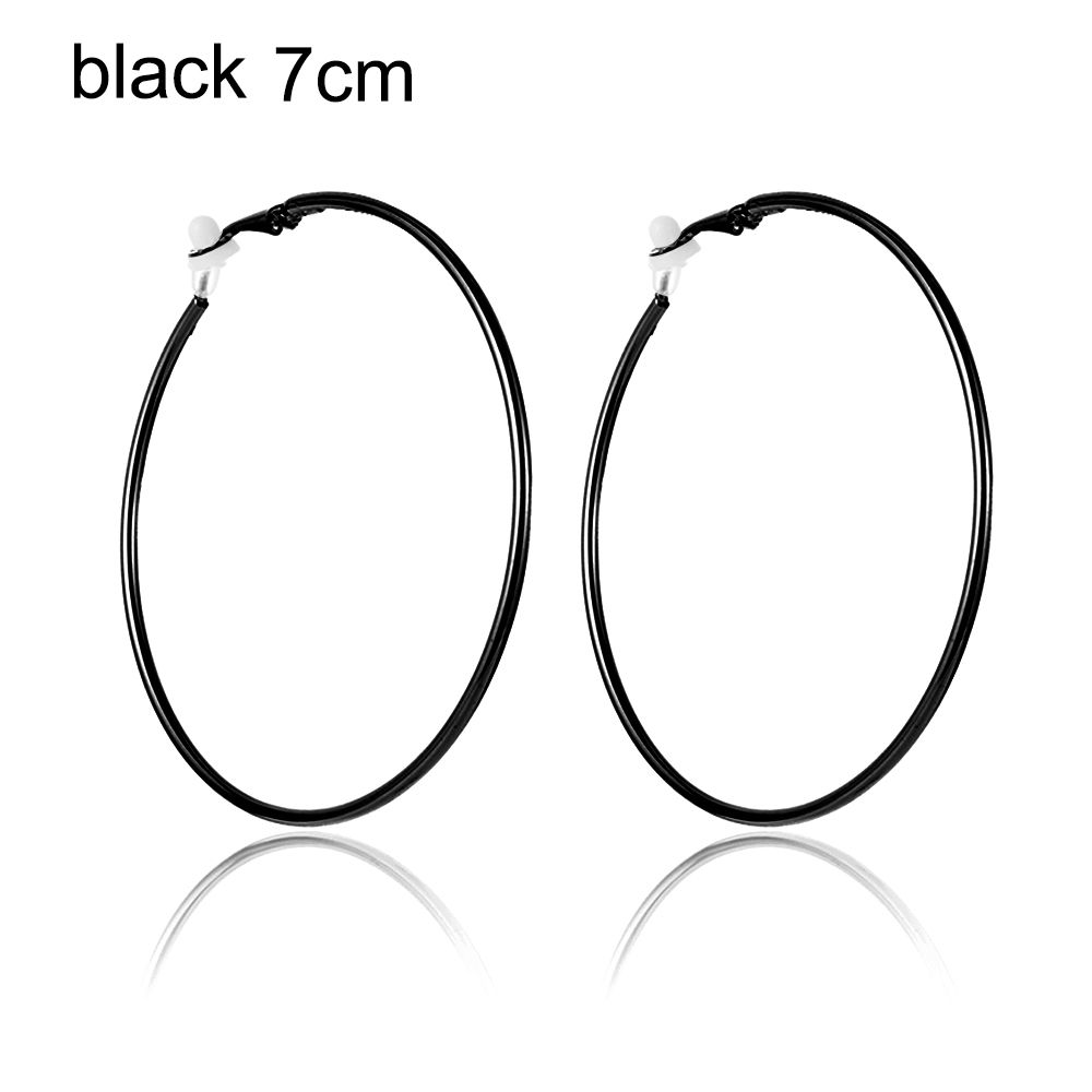 Пара ювелирных изделий золото серебро черный женская мода большой круг клипса на ухо без пирсинга серьги кольца