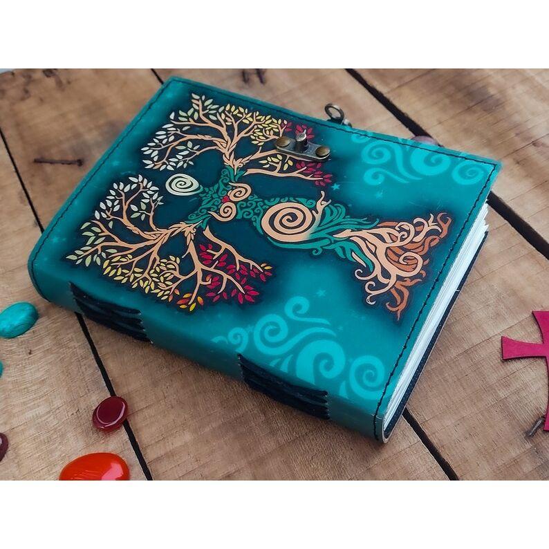 Новый пустой дневник теней с замком-замком, кожаный дневник ручной работы, печатная языческая молитва Матери-Земле