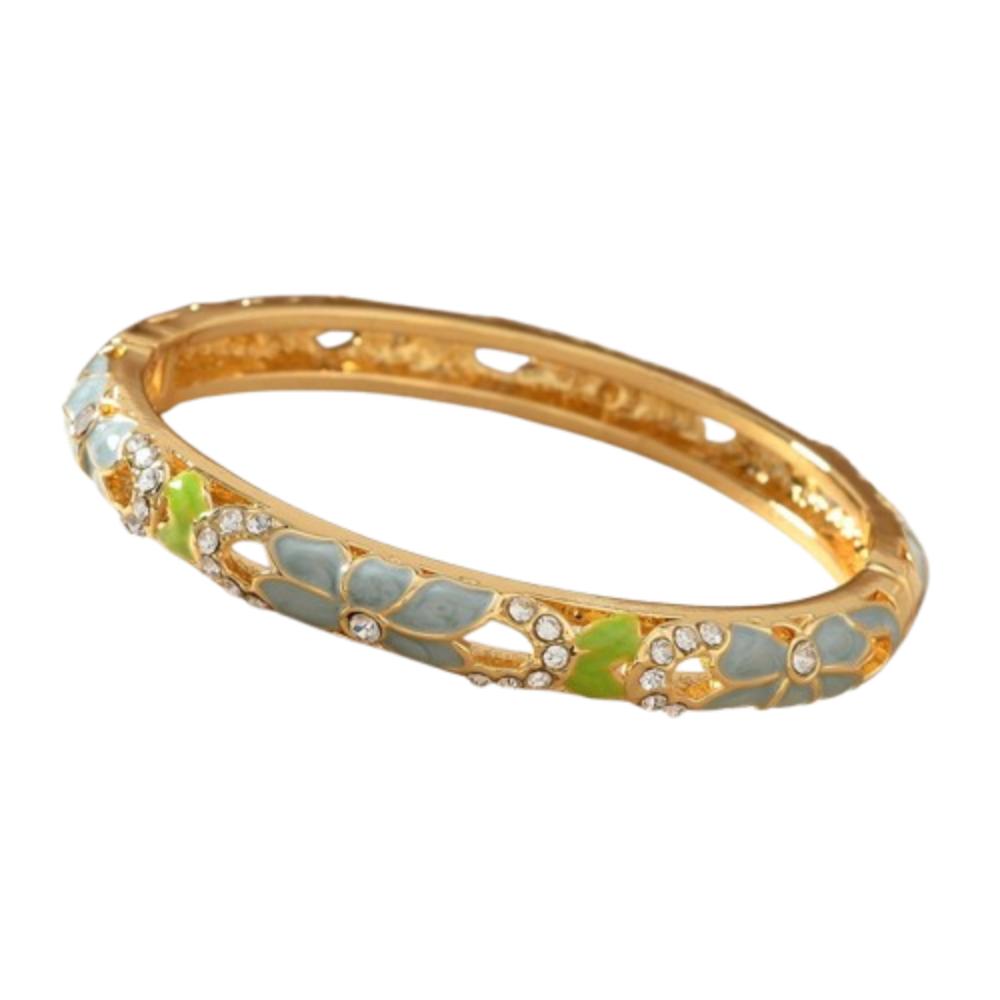 Chinese Style Vintage Cloisonne Bangle Enamel Women's Hand Bracelet Hollow Out Flower Bangle Girls
