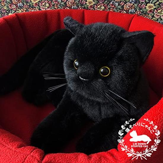 Кошка Нини и Кино Несобери, черная кошка, общая длина около 63 см, реалистичная мягкая игрушка, выглядит как настоящая (Взрослая кошка)