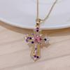 1pc Simple Micro-inlaid Cubic Zirconia Cross Pendant Necklace For Men And Women, Daily Wear