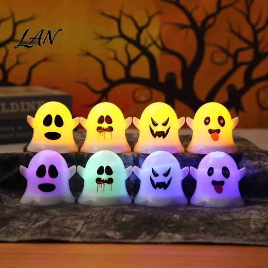 Unique Halloween Gift Idea 6 Pcs Ghost Decorative Light, LED Color Changing Warm Flameless Battery-Operated Small Figurine Light Mini Spirit