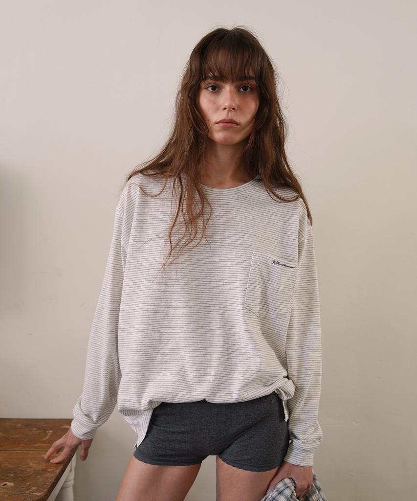WITHOUT SUMMER Heize Striped T-Shirt_Ivory